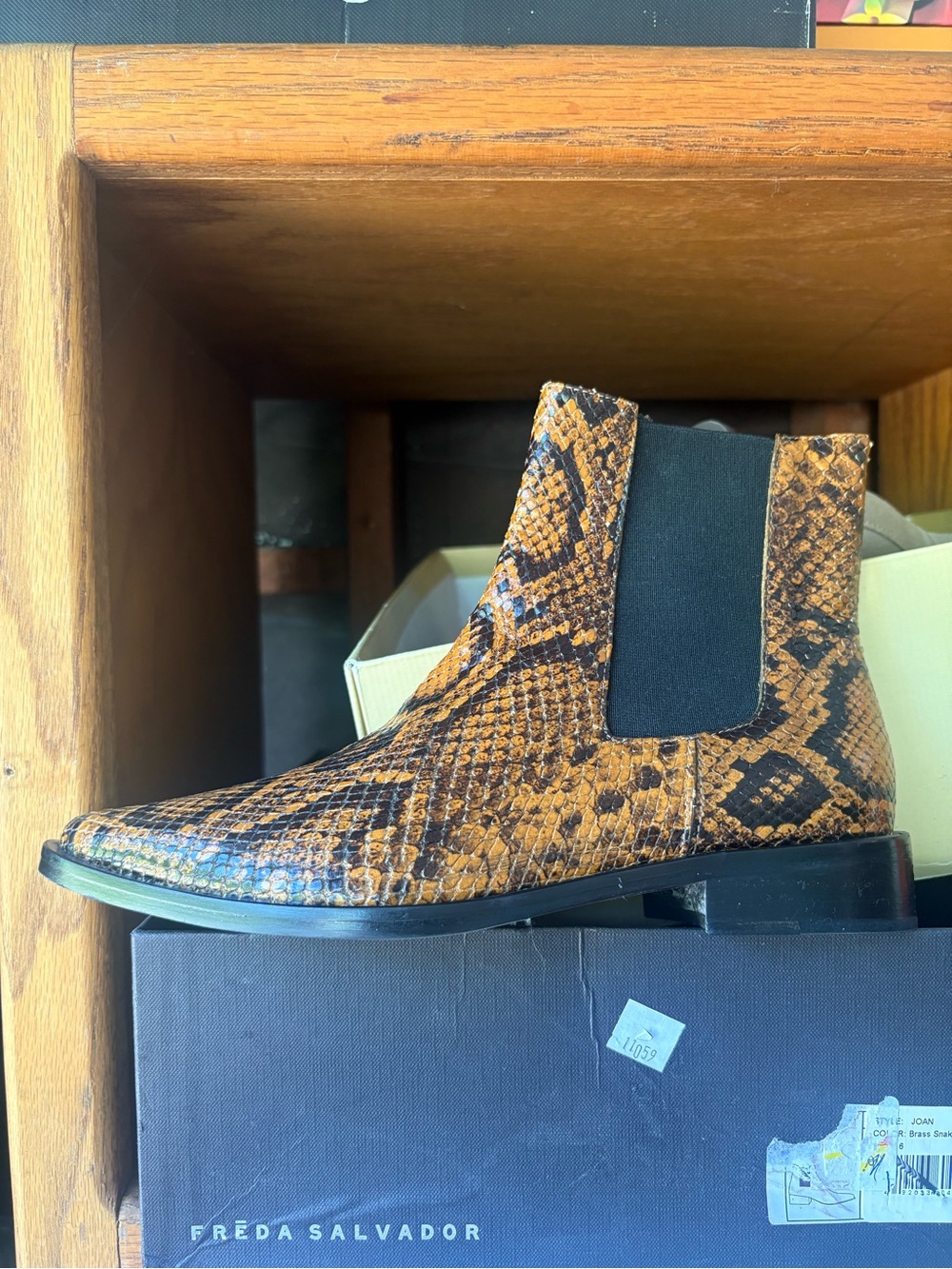 Freda Salvador Brown Snake-Print Chukka Chelsea Boot